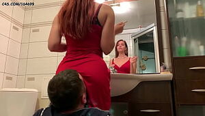Mistress Sofi in Red Dress Use Tabouret Slave - Disregard Ass-smothering Lady supremacy (Preview)